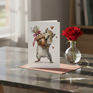 Festiva Tarjeta del Día de San Valentín de Ardilla Adorabl