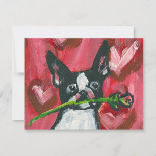 Festiva Tarjeta del día de San Valentín de Boston Terrier