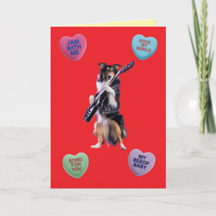 Festiva Tarjeta del Día de San Valentín de Collie Rocker