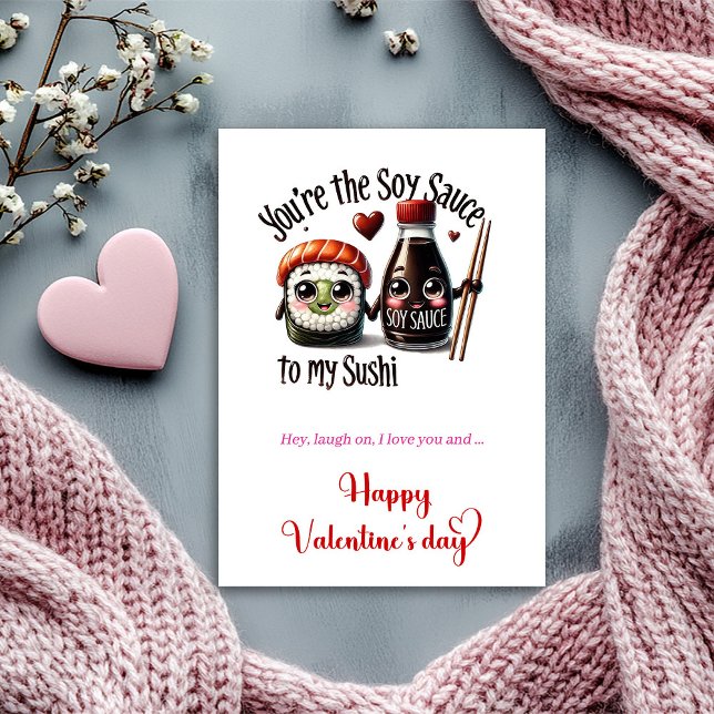 Festiva Tarjeta del Día de San Valentín de Comida Adorable (Cute Food Valentine Card with Sweet Funny Quote)