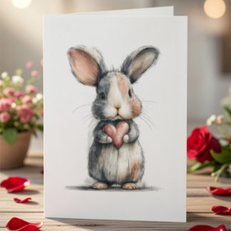 Festiva Tarjeta del Día de San Valentín de conejito lindo 
