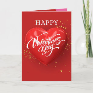 Festiva Tarjeta del Día de San Valentín de Corazón Rojo