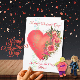 Festiva Tarjeta del Día de San Valentín de corazón rojo ro