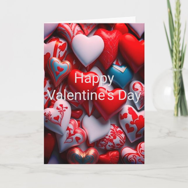 Festiva Tarjeta del Día de San Valentín de Corazones de Du (Anverso)