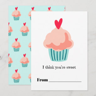 Festiva Tarjeta del Día de San Valentín de cupcake rosa du