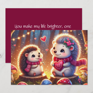 Festiva Tarjeta del Día de San Valentín de Erizo Adorable