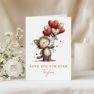 Festiva Tarjeta del Día de San Valentín de Gatito Adorable
