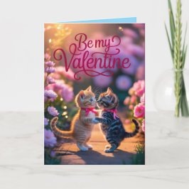 Festiva Tarjeta del Día de San Valentín de gatito atigrado