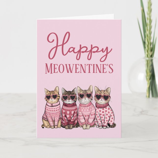Festiva Tarjeta del Día de San Valentín de Gatitos Lindos (Anverso)
