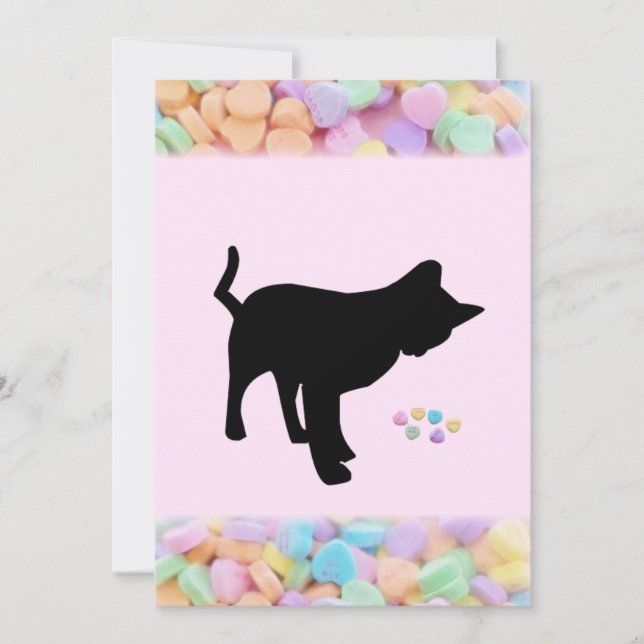 Festiva Tarjeta del Día de San Valentín de Gato Negro (Anverso)