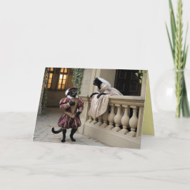 Festiva Tarjeta del Día de San Valentín de Gato Negro