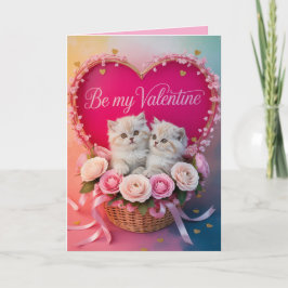 Festiva Tarjeta del Día de San Valentín de gato persa blan