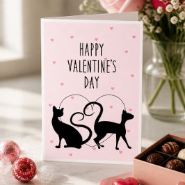 Festiva Tarjeta del Día de San Valentín de Gatos Cariñosos