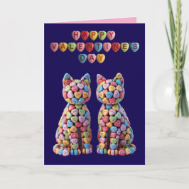 Festiva Tarjeta del Día de San Valentín de Gatos de Carame