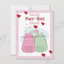 Festiva Tarjeta del Día de San Valentín de Gatos Rosados E