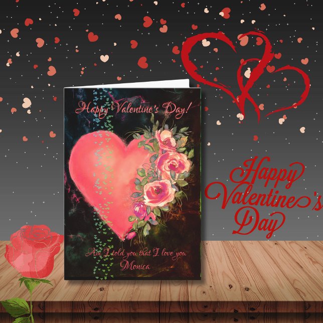 Festiva Tarjeta del Día de San Valentín de hermoso corazón ( Beautiful Pink Heart Valentine's Day Card )