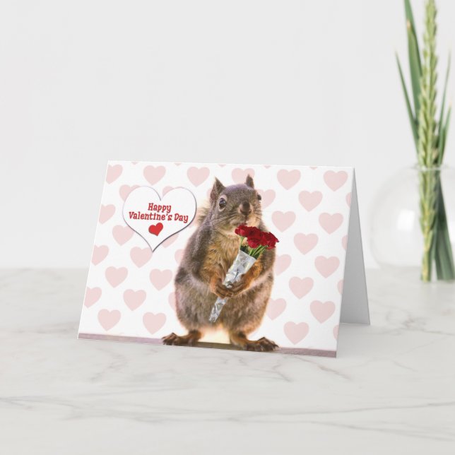 Festiva Tarjeta del día de San Valentín de la ardilla (Anverso)