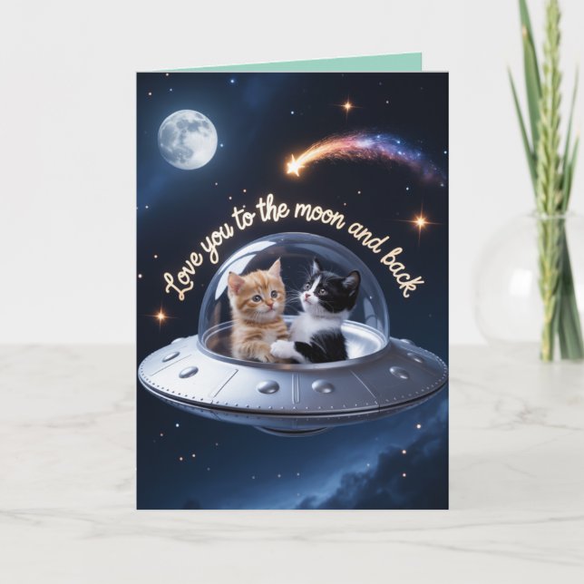 Festiva Tarjeta del Día de San Valentín de la Luna del Gat (Anverso)