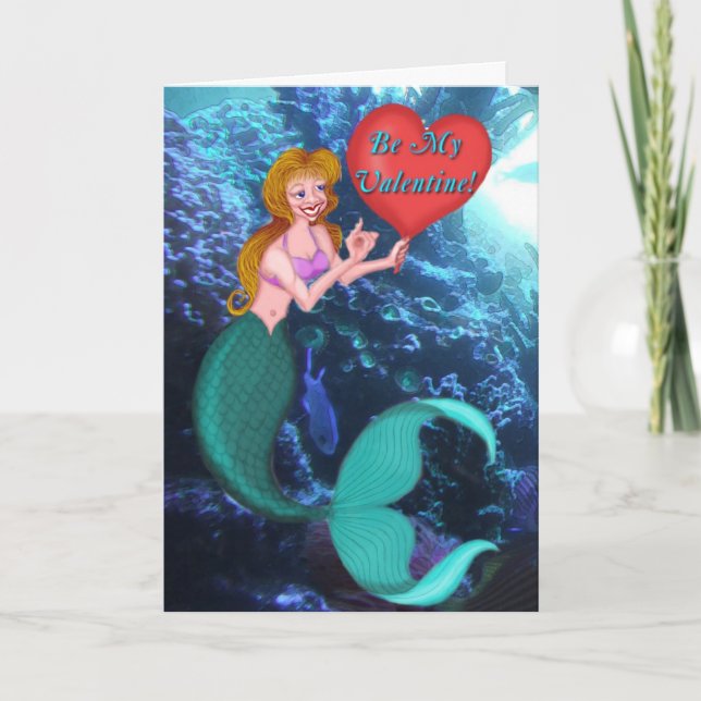 Festiva Tarjeta del día de San Valentín de la sirena (Anverso)