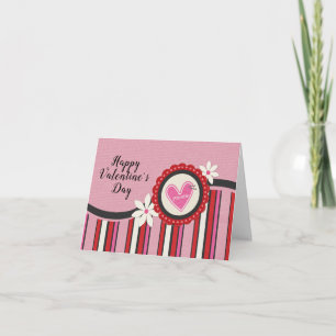 Festiva Tarjeta del día de San Valentín de las rayas y de