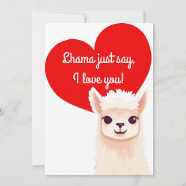 Festiva Tarjeta del Día de San Valentín de Llama Adorable