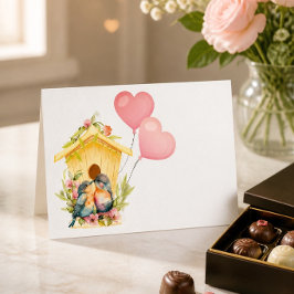 Festiva Tarjeta del Día de San Valentín de Lovebird