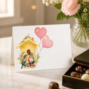 Festiva Tarjeta del Día de San Valentín de Lovebird