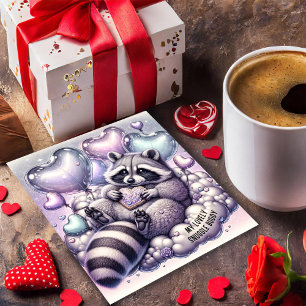 Festiva Tarjeta del Día de San Valentín de Mapache de Gall