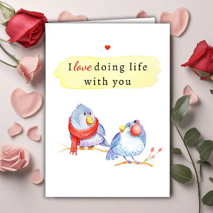Festiva Tarjeta del Día de San Valentín de pájaros de amor