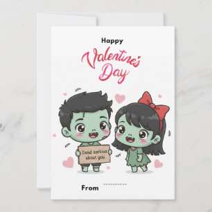 Festiva Tarjeta del Día de San Valentín de Pareja de Zombi