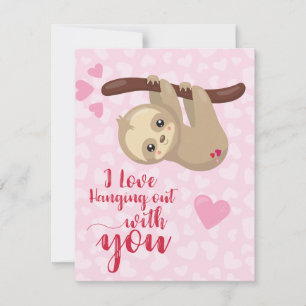 Festiva tarjeta del día de San Valentín de perezoso