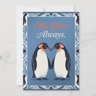 Festiva Tarjeta del Día de San Valentín de Pingüino Adorab