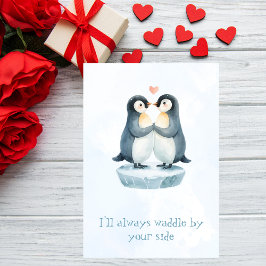 Festiva Tarjeta del Día de San Valentín de Pingüino Lindo