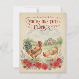 Festiva Tarjeta del Día de San Valentín de Pollito Antiguo