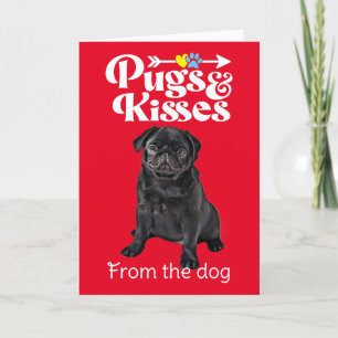 Festiva Tarjeta del día de San Valentín de Pug y Besos