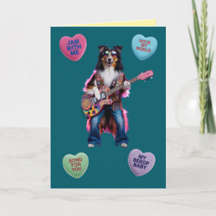 Festiva Tarjeta del Día de San Valentín de Sheltie Rocker
