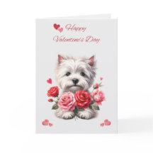 Tarjeta del Día de San Valentín de Westie con Cora