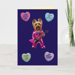 Festiva Tarjeta del Día de San Valentín de Yorkie Rocker