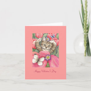 Festiva Tarjeta del día de San Valentín del gatito del