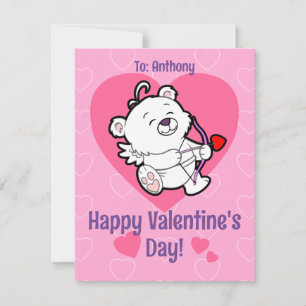 Festiva Tarjeta del Día de San Valentín del oso Cúpido lin