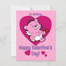 Festiva Tarjeta del Día de San Valentín del oso Cúpido lin
