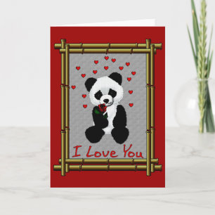Festiva Tarjeta del día de San Valentín del oso de panda