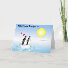 Festiva tarjeta del día de San Valentín del pingüino, lo