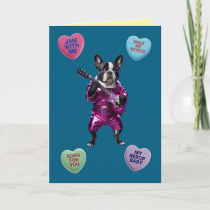 Festiva Tarjeta del Día de San Valentín del Rocker Bulldog