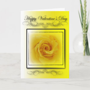 Festiva Tarjeta del día de San Valentín del rosa amarillo