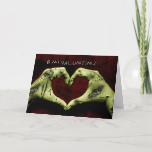 Festiva tarjeta del día de San Valentín del zombi