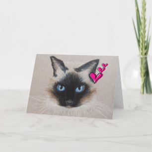 Festiva Tarjeta del día de San Valentín feliz siamesa