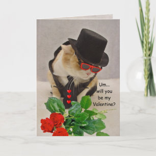 Festiva Tarjeta del día de San Valentín fresca del gato