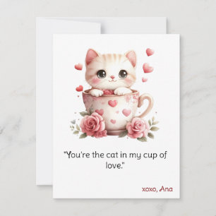 Festiva Tarjeta del día de San Valentín, gatos en tazas, g