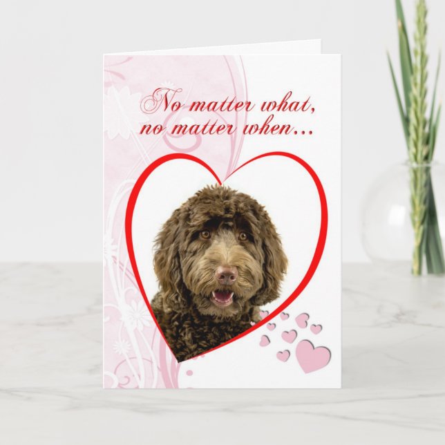 Festiva Tarjeta del Día de San Valentín para Labradoodle (Anverso)